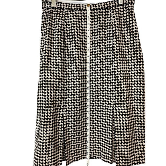 Eddie Bauer Wool Blend Slit Pleats Black & White Houndstooth Skirt Lined Size 6 - Picture 9 of 12